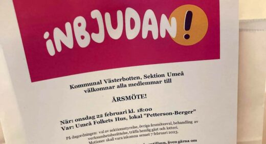 Affisch med inbjudan till Kommunal Umeås årsmöte