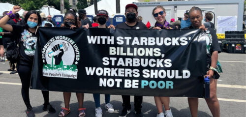 Fackligt organiserade Starbucks-arbetare
