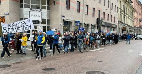 Vårdförbundet demonstrerar i Uppsala