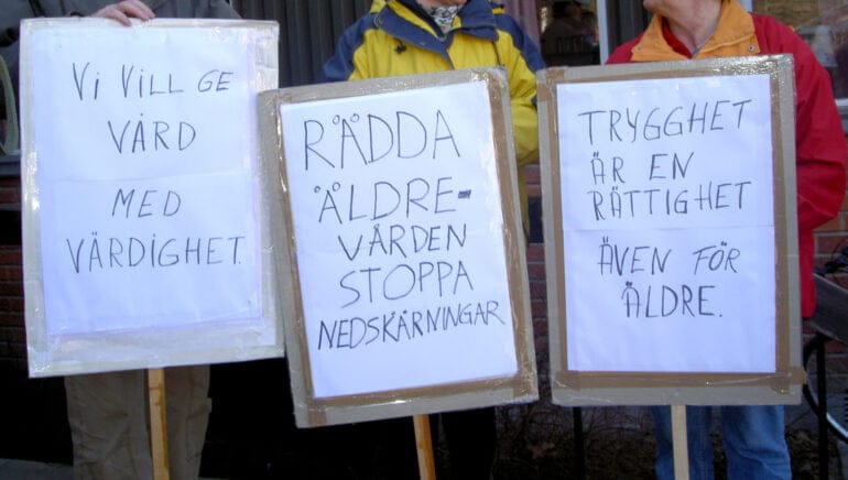 Plakat från en varningsstrejk mot nedskärningar