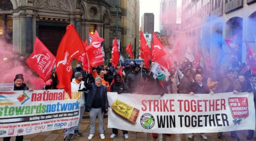 Demonstration till stöd för sopstrejken i Birmingham