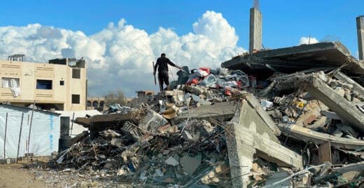 Sönderbombade hus i Gaza