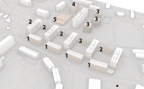 Bild över den planerade exploateringen i Eriksberg