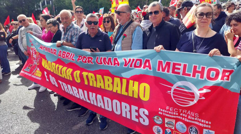 Strejkande arbetar i Portugal